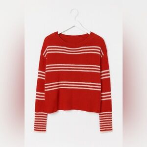 NWT Press Red and White Knit Sweater, Size XS